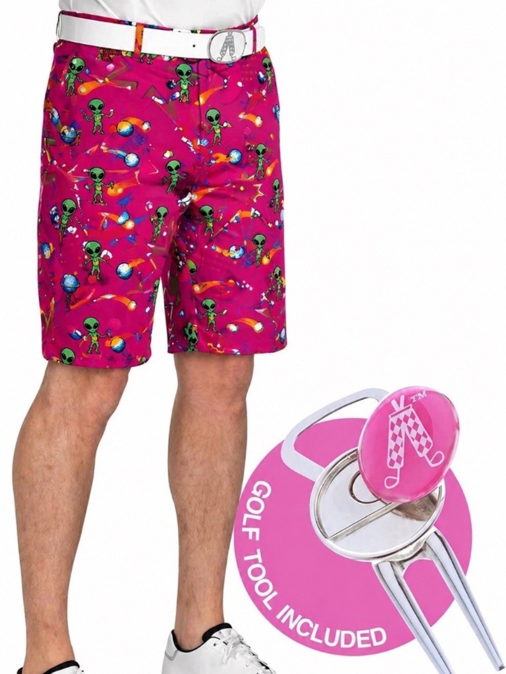 NWT Royal and Awesome Mens 38 Golf Shorts Life on Pars Alien + Tee Tool